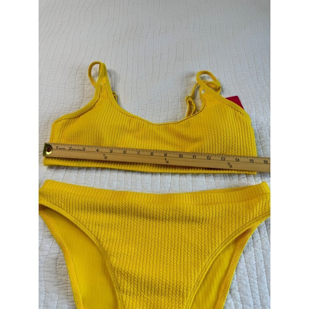 KIZPEIWR Two Piece Bikini Swim Suit SZ XXL High Cut Yellow NEW - Picture 3 of 12